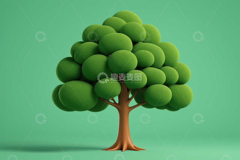 高清大图下载【趣麦麦图】绿色卡通风格树木素材