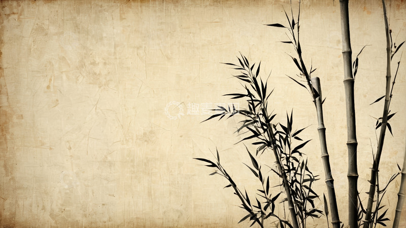 高清大图下载【趣麦麦图】复古背景下的竹子植物素材