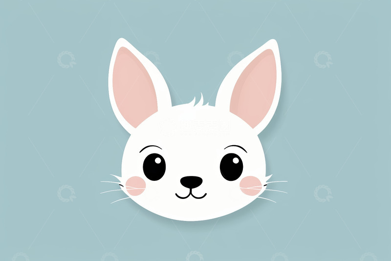 高清大图下载【趣麦麦图】卡通白兔头像设计素材