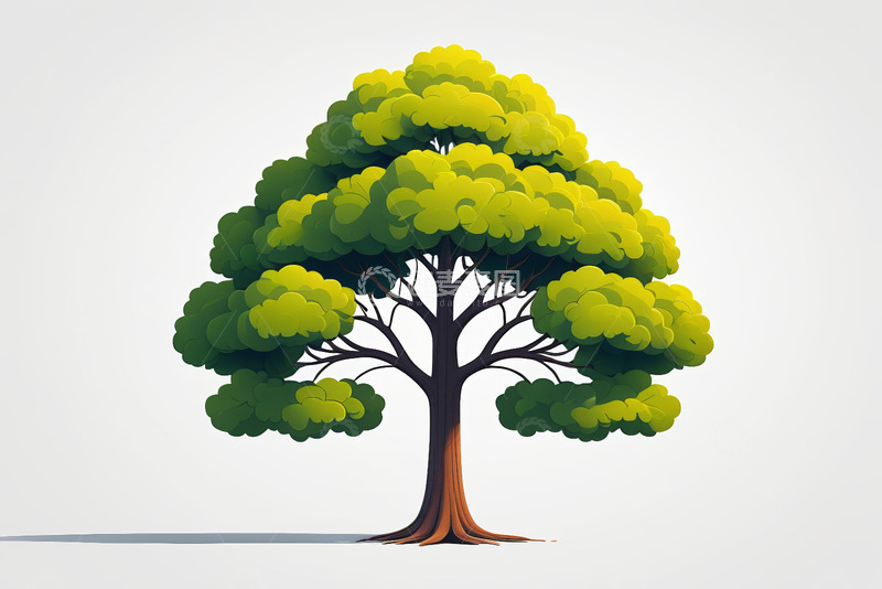 高清大图下载【趣麦麦图】卡通风格绿色树木插画