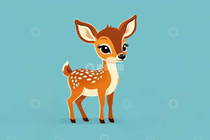 高清大图下载【趣麦麦图】卡通小鹿插画素材