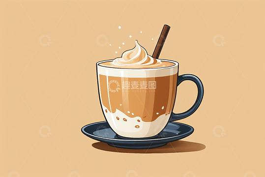 卡通风格奶油咖啡插画