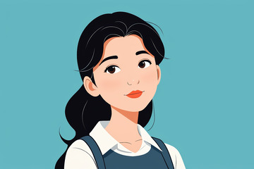 卡通风格女性人物肖像