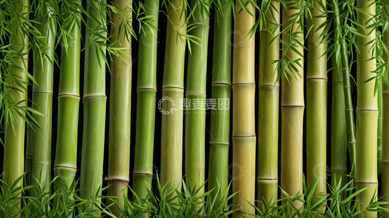 高清大图下载【趣麦麦图】翠绿竹子背景素材