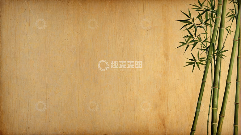 木材背景旁的翠竹