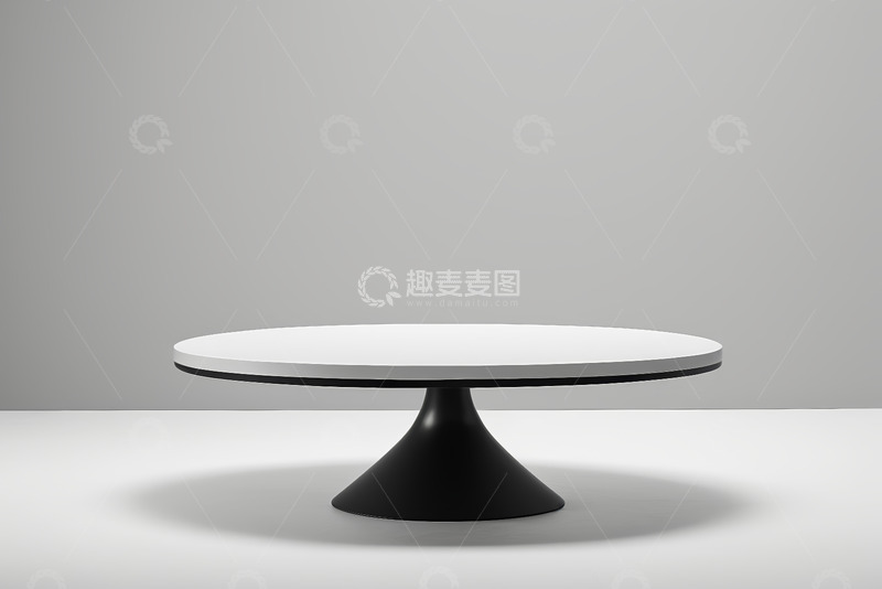 高清大图下载【趣麦麦图】现代简约圆形白色茶几