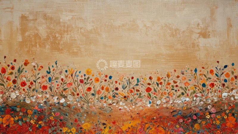 高清大图下载【趣麦麦图】手绘花卉抽象艺术背景