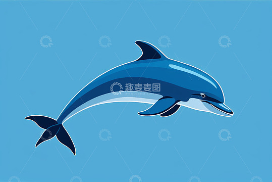 蓝色背景上跃起的海豚