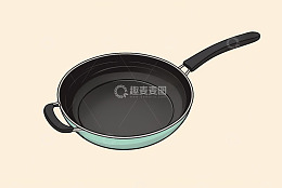 手绘平底锅特写