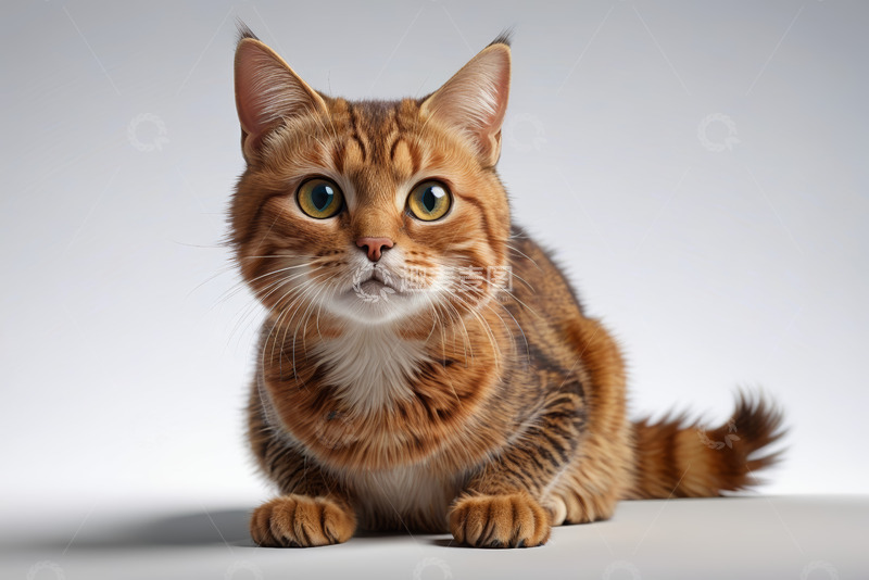 高清大图下载【趣麦麦图】棕色条纹猫正面特写