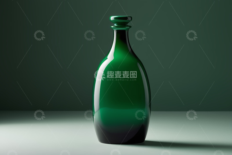 高清大图下载【趣麦麦图】绿色玻璃酒瓶静物素材