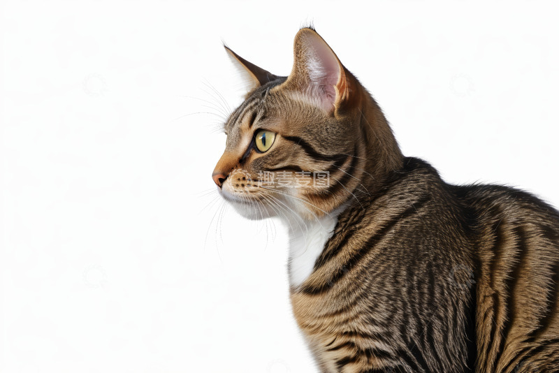 高清大图下载【趣麦麦图】侧身条纹猫特写