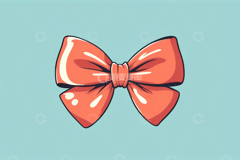 高清大图下载【趣麦麦图】红色蝴蝶结装饰插画