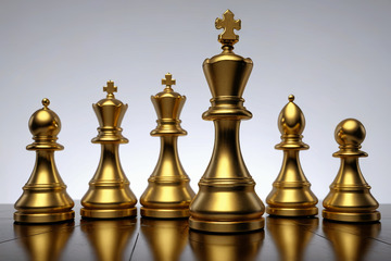 金色国际象棋棋子特写