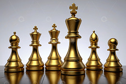 金色国际象棋棋子特写