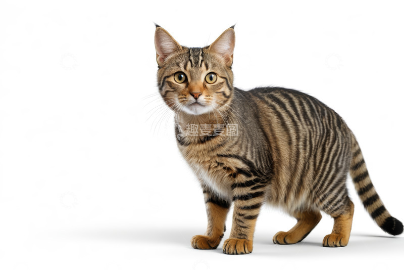 高清大图下载【趣麦麦图】站立的条纹猫特写