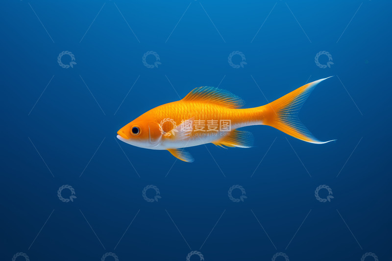 高清大图下载【趣麦麦图】水中游动的橙黄色金鱼