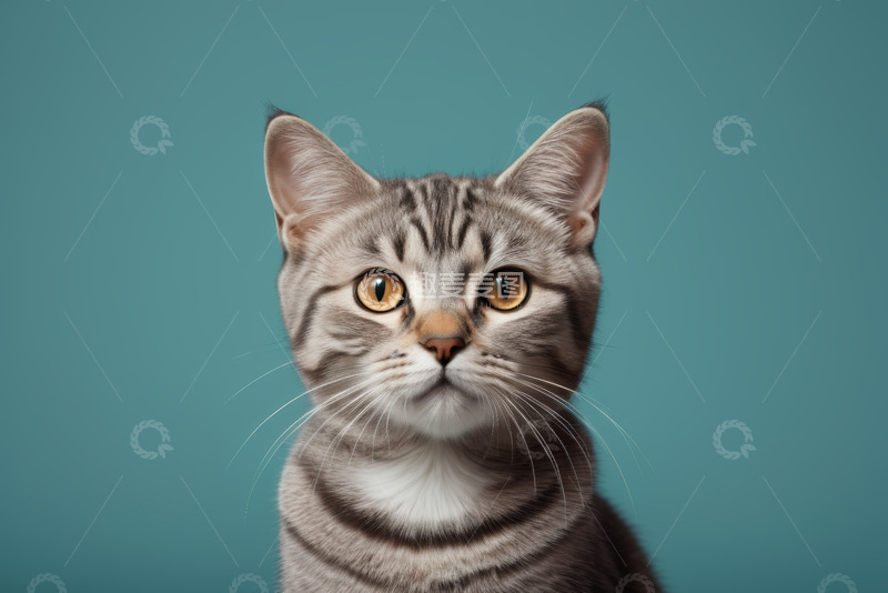 高清大图下载【趣麦麦图】灰条纹猫特写