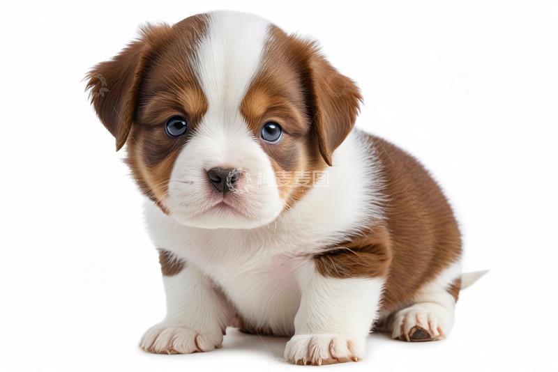 高清大图下载【趣麦麦图】可爱棕白相间小狗正面特写