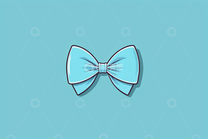 高清大图下载【趣麦麦图】浅蓝色卡通蝴蝶结设计素材