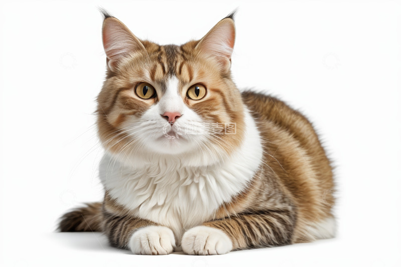 高清大图下载【趣麦麦图】棕白相间猫咪趴卧特写