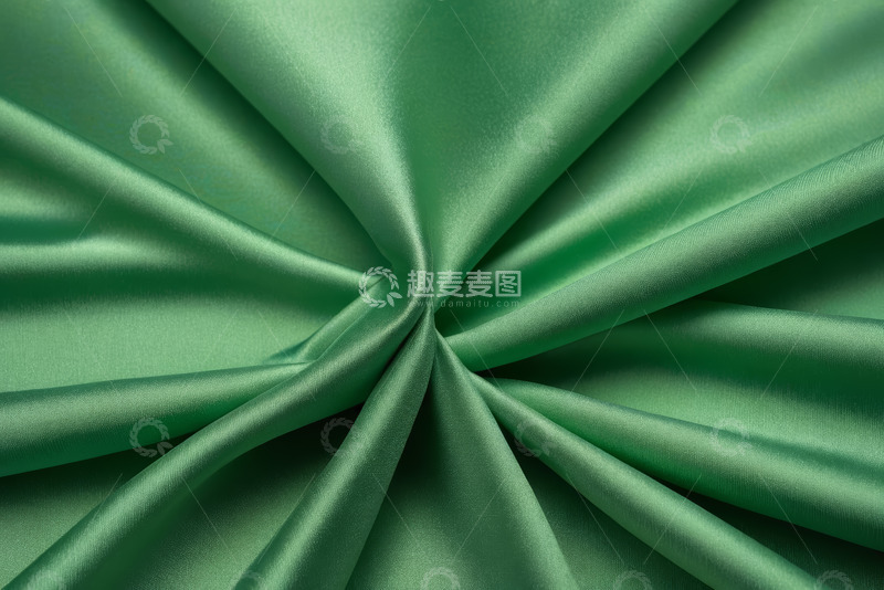 高清大图下载【趣麦麦图】绿色丝绸织物纹理特写