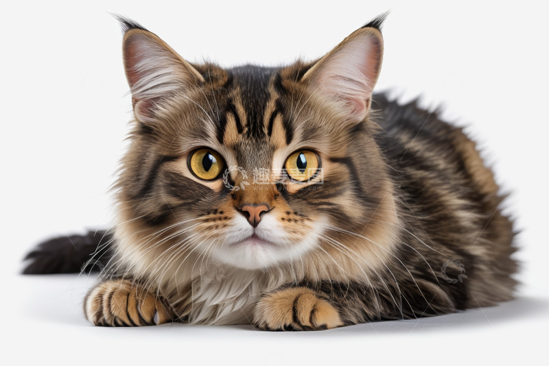 高清大图下载【趣麦麦图】长毛猫趴卧直视素材