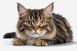 长毛猫趴卧直视素材