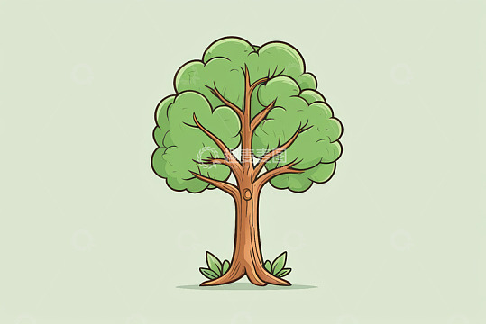 卡通风格绿色树木插画