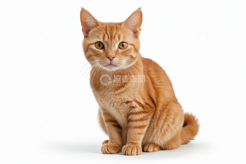 高清大图下载【趣麦麦图】橘色条纹猫正坐特写