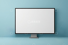 蓝色背景前的空白电脑显示器