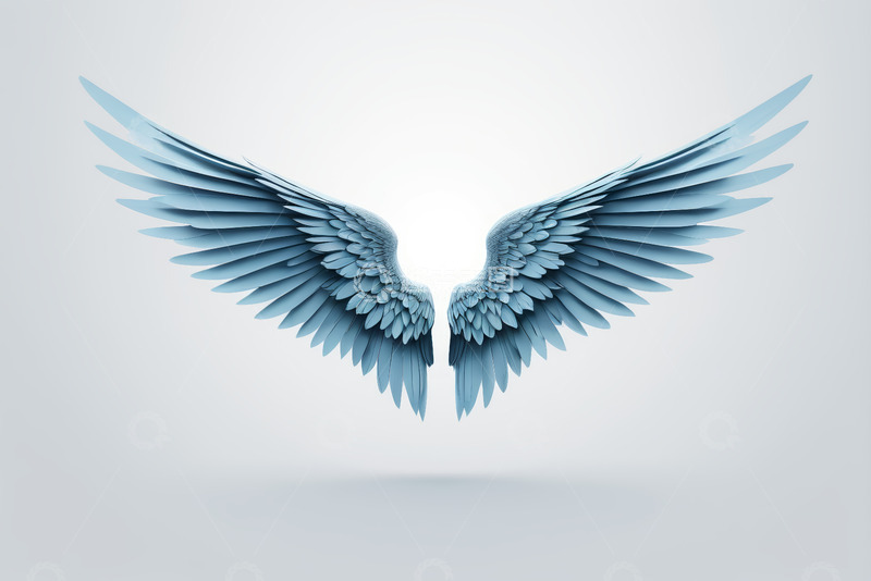 高清大图下载【趣麦麦图】蓝色羽翼设计素材