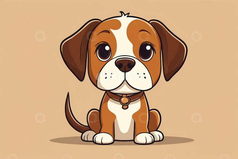 高清大图下载【趣麦麦图】可爱卡通小狗坐姿形象