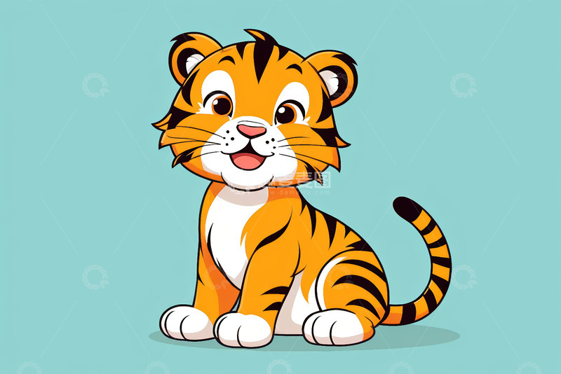高清大图下载【趣麦麦图】卡通小老虎坐立形象