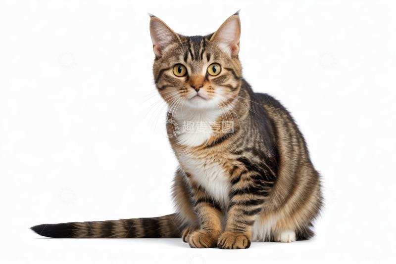 高清大图下载【趣麦麦图】坐姿虎斑猫特写