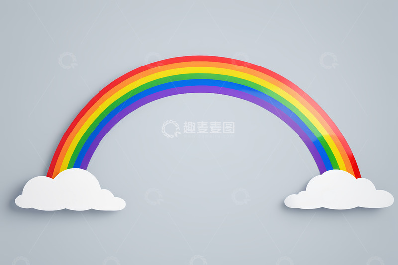 高清大图下载【趣麦麦图】彩虹与云朵背景素材