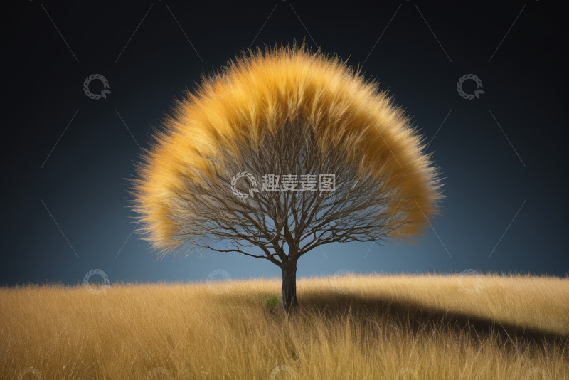 高清大图下载【趣麦麦图】田野中独特造型的树木