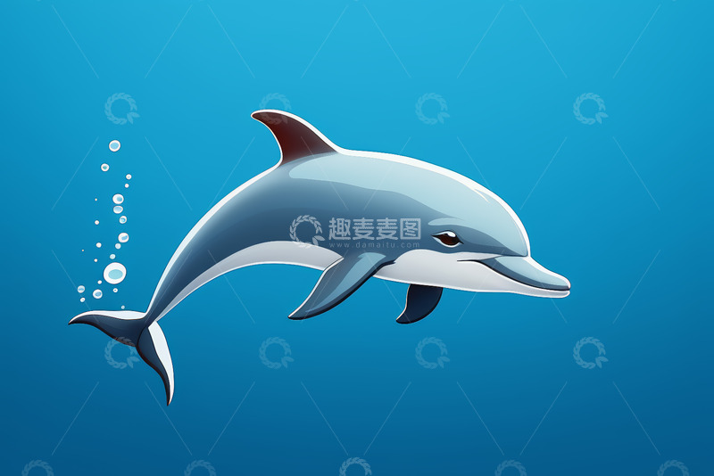高清大图下载【趣麦麦图】蓝色海洋中游泳的海豚
