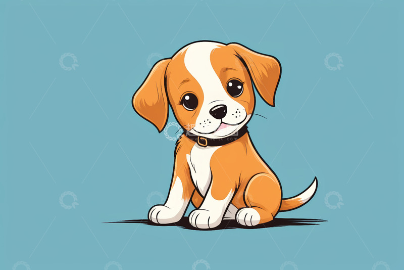 高清大图下载【趣麦麦图】可爱卡通小狗坐立插画