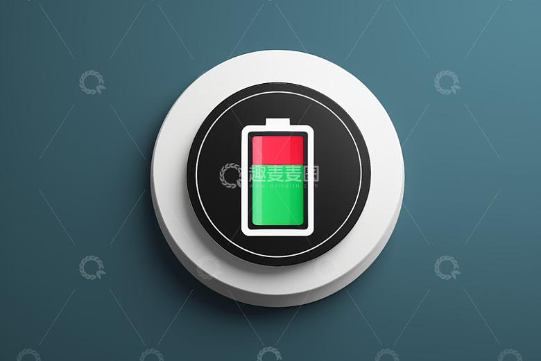 圆形按钮上的电池符号图标