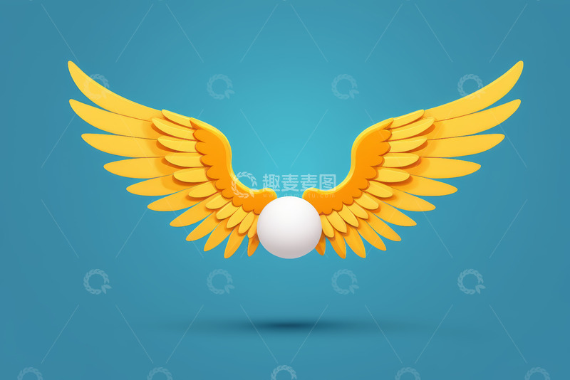 高清大图下载【趣麦麦图】黄色翅膀与白色球体图形