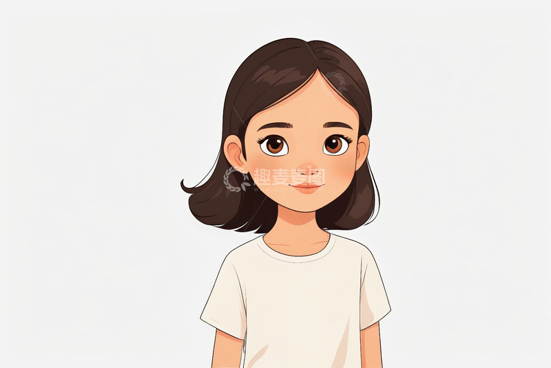 高清大图下载【趣麦麦图】卡通女孩正面半身形象