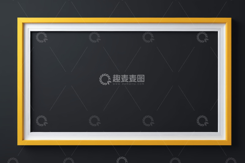 高清大图下载【趣麦麦图】黑色背景上的黄色白色相框