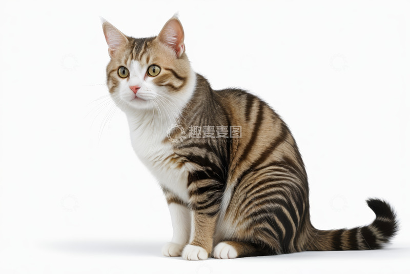 高清大图下载【趣麦麦图】坐姿斑纹猫宠物素材