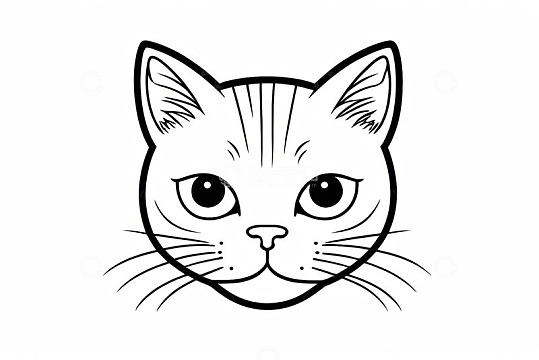 简约线条猫头像插画