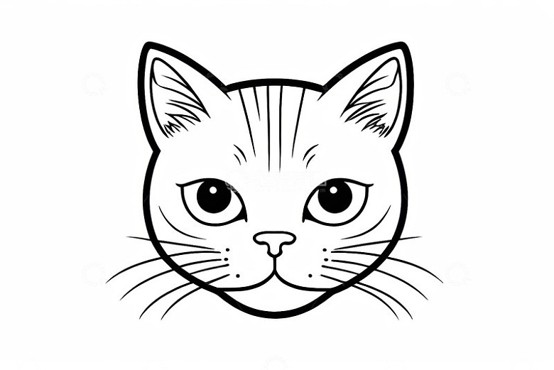 简约线条猫头像插画