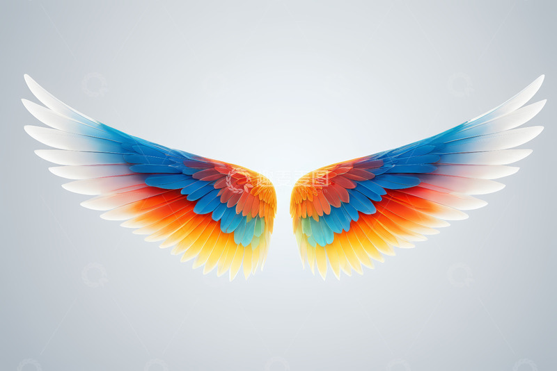 高清大图下载【趣麦麦图】彩色渐变翅膀设计素材