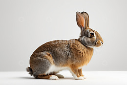 侧面视角的站立兔子