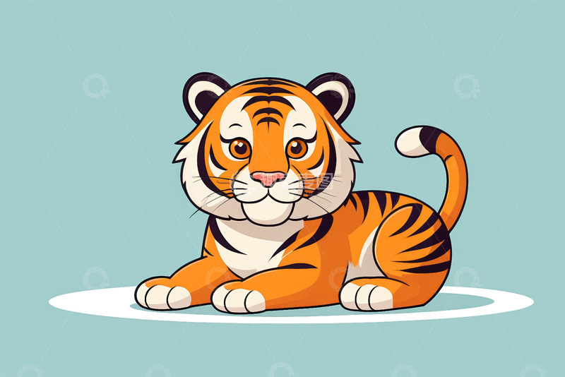 高清大图下载【趣麦麦图】卡通老虎趴卧形象