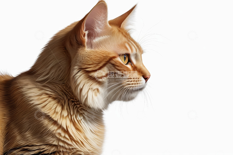高清大图下载【趣麦麦图】橘色条纹猫侧面特写